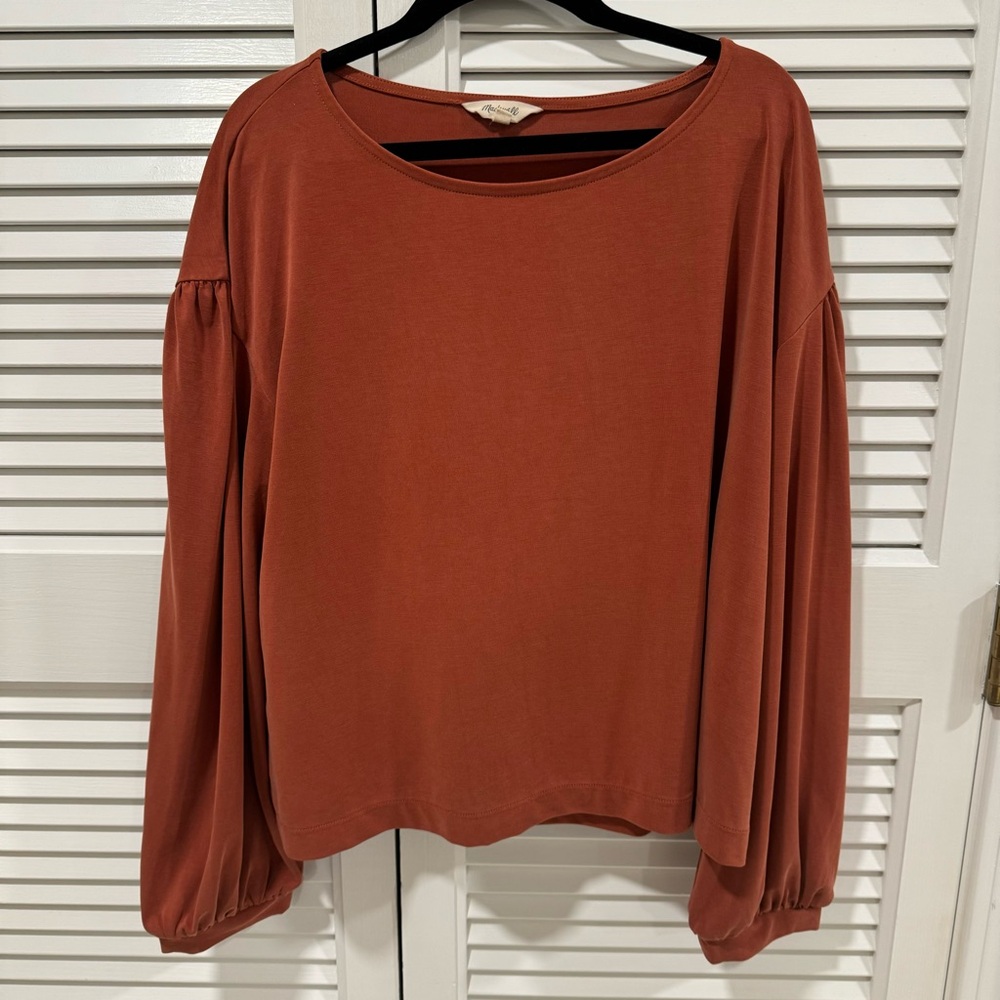 Madewell stretchy burnt orange drop-shoulder long-sleeved top